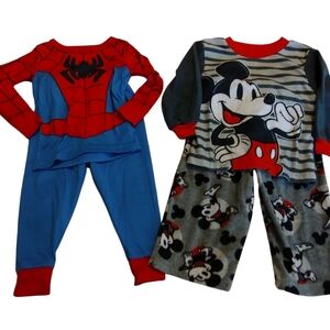 💚 Marvel Red and Blue Spider Man Pajama Set with Gray Muckey Mouse Design 18m